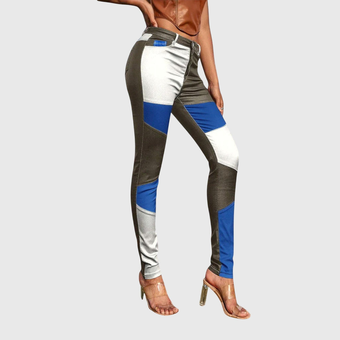 Calliope - Tube Pants With Colour Block Pattern