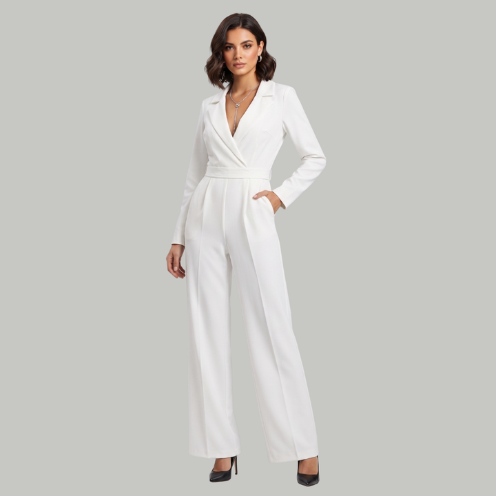 Elizabeth | Women’s Collared Wide-Leg Tailored Jumpsuit