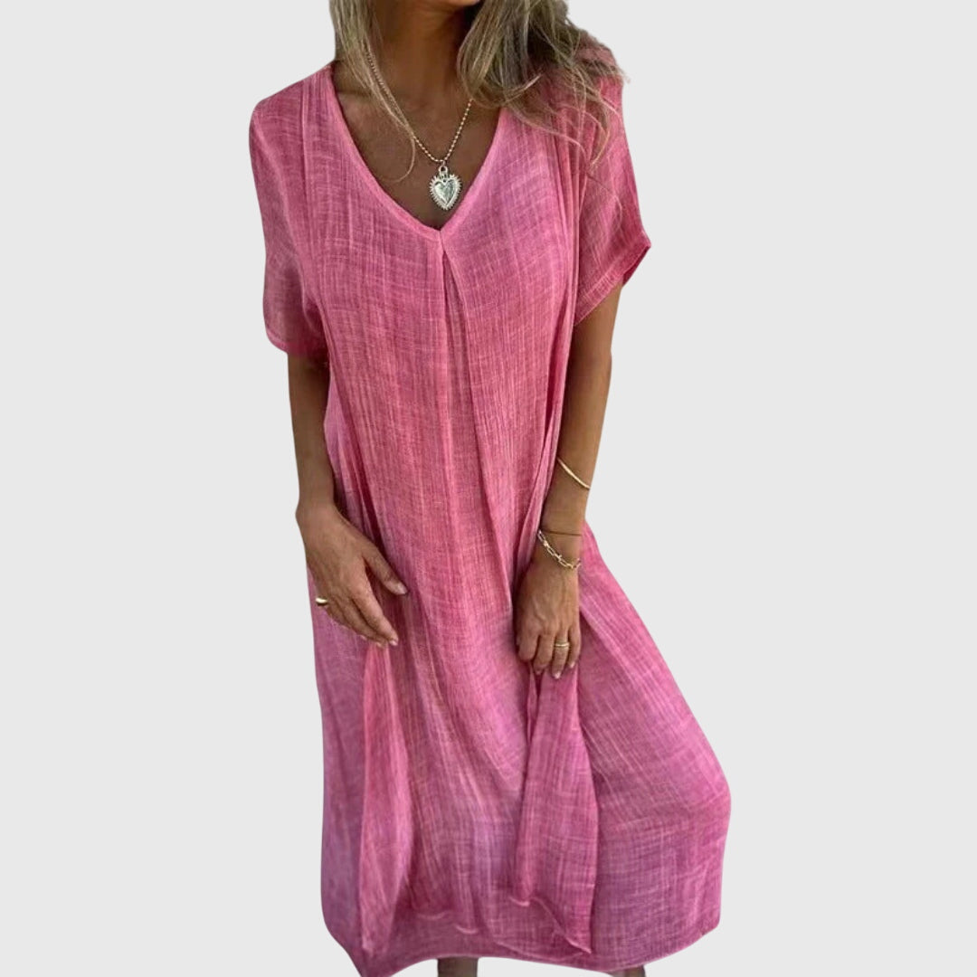 Fiona – Elegant Lightweight V-Neck Dress