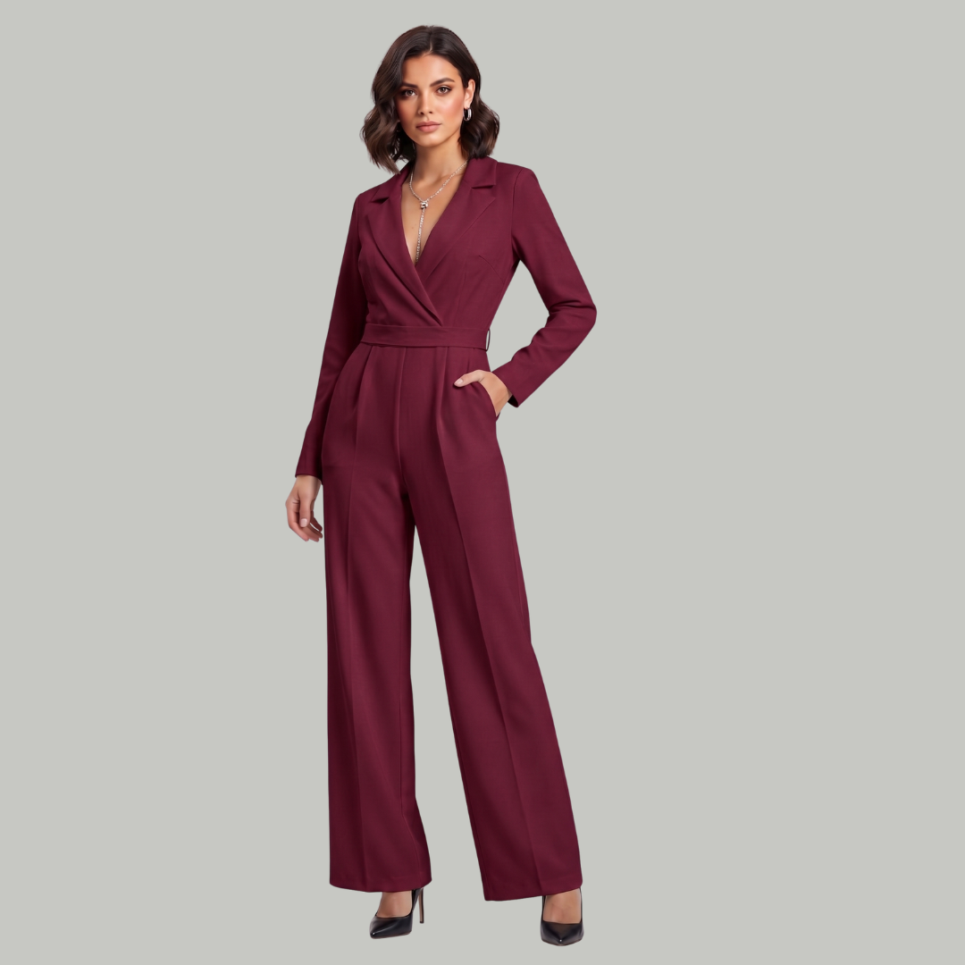 Elizabeth | Women’s Collared Wide-Leg Tailored Jumpsuit