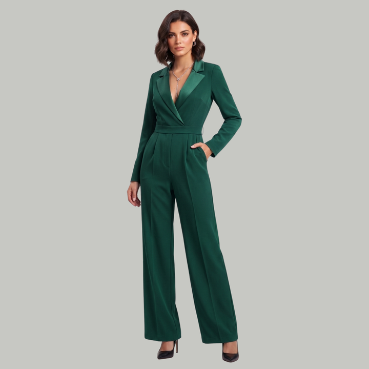 Elizabeth | Women’s Collared Wide-Leg Tailored Jumpsuit
