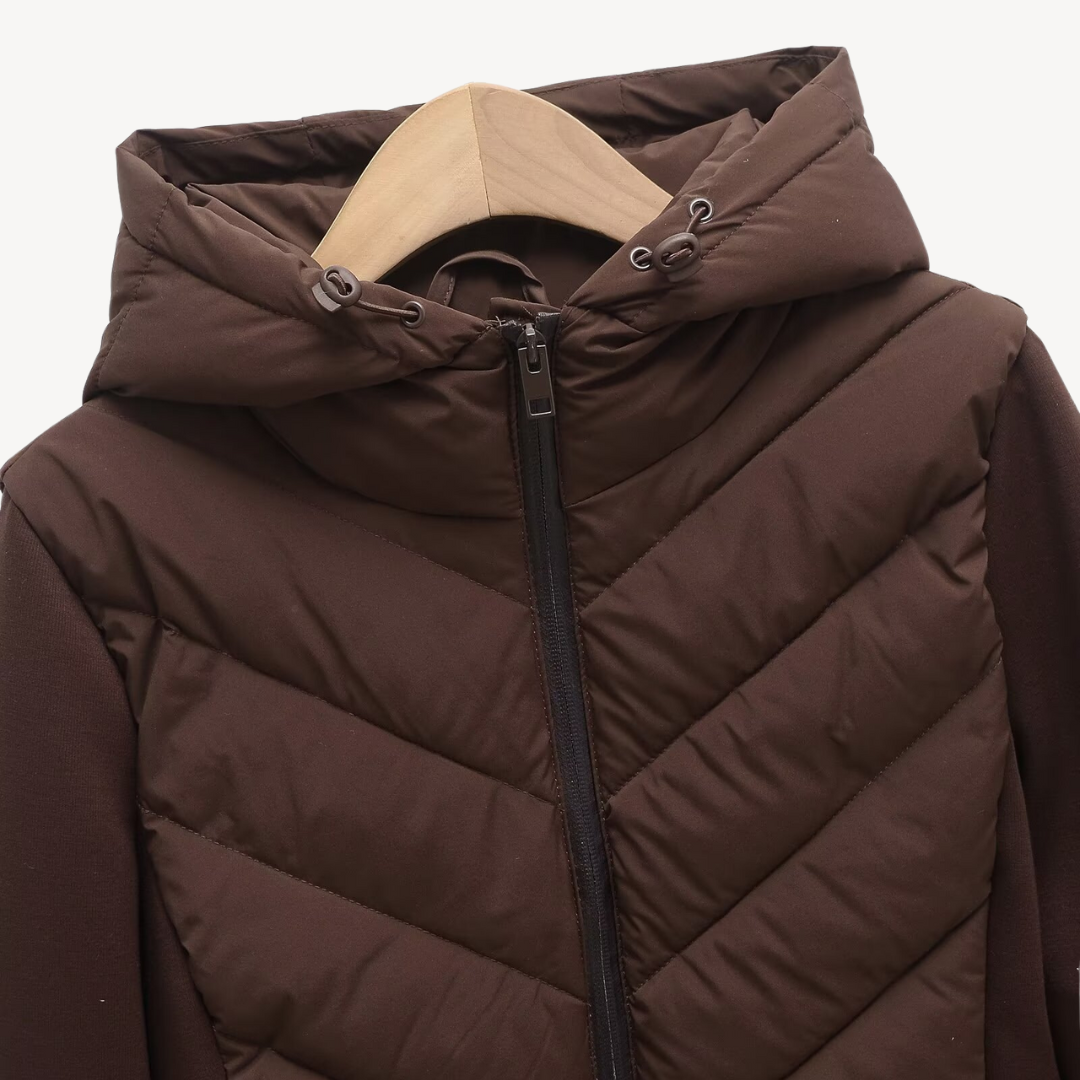 Women's Chevron Quilted Jacket with Hood