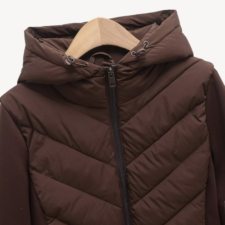 Women's Chevron Quilted Jacket with Hood