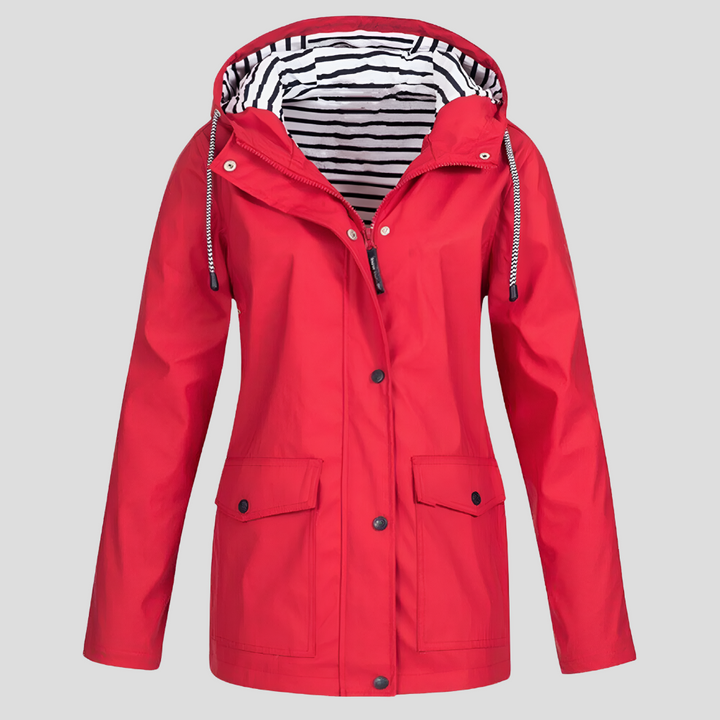 Women's Waterproof Hooded Raincoat with Zip Closure