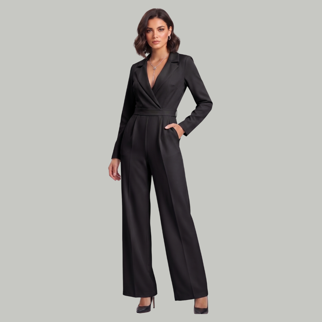 Elizabeth | Women’s Collared Wide-Leg Tailored Jumpsuit