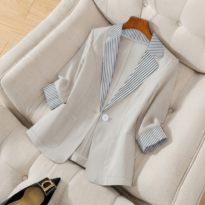 Gillian - Classy Button Front Long Sleeve Office Blazer Coat