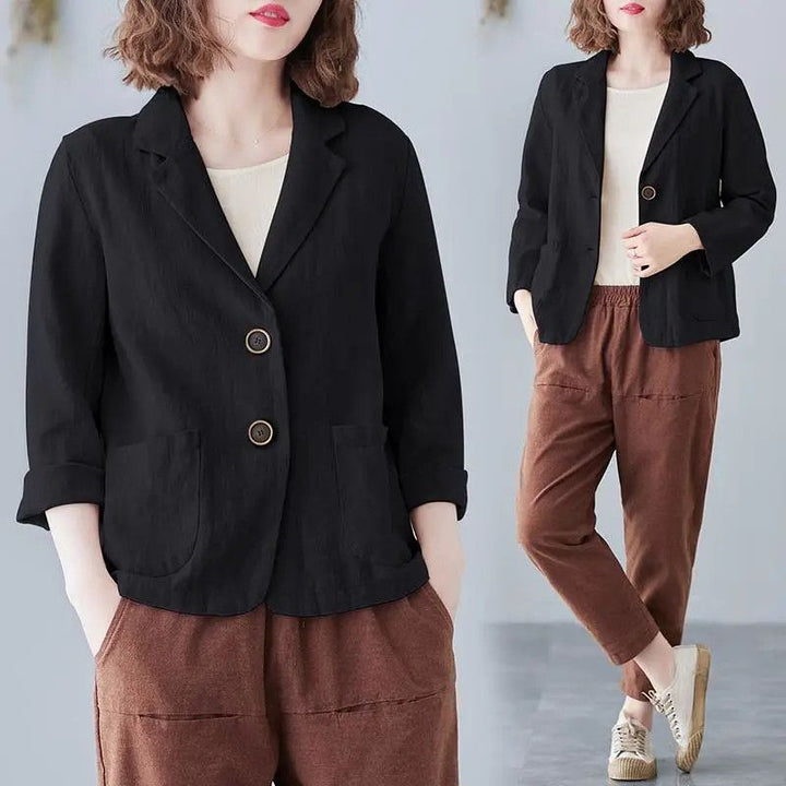 Women's Notch Lapel Blazer with Patch Pockets