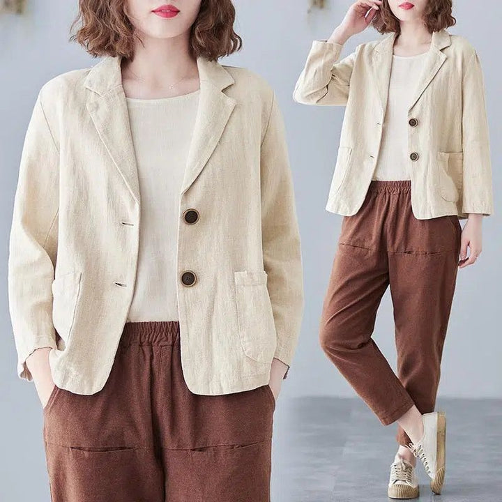 Women's Notch Lapel Blazer with Patch Pockets