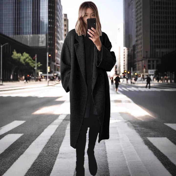 Women's Oversized Longline Coat Double-Breasted