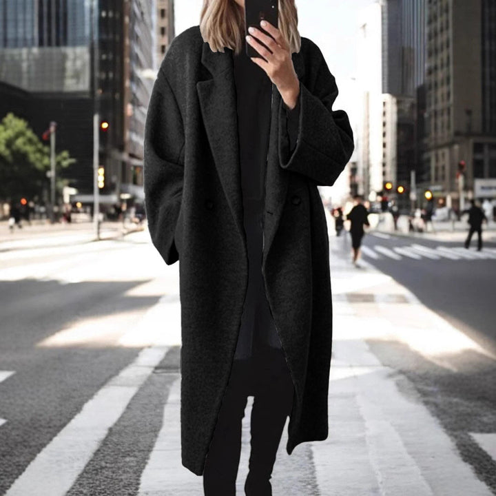 Women's Oversized Longline Coat Double-Breasted