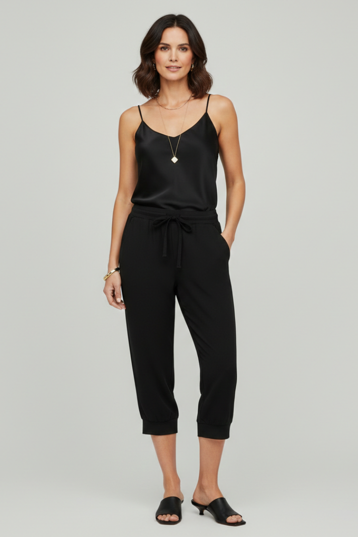 Audrey | Women's Capri Trousers with Drawstring Waist and Side Pockets