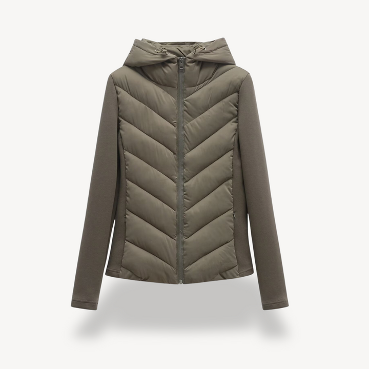 Women's Chevron Quilted Jacket with Hood