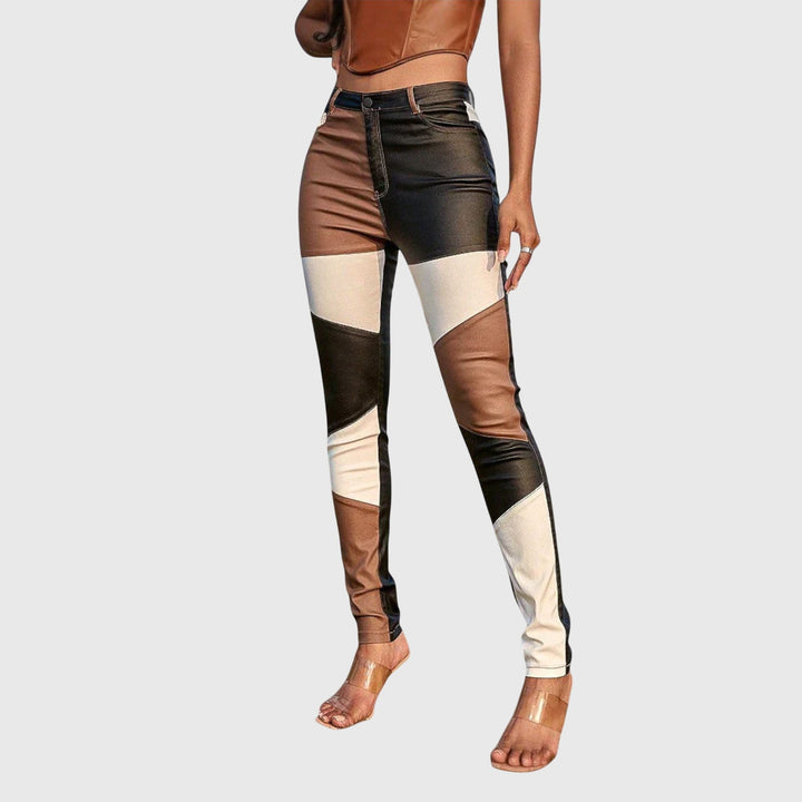 Calliope - Tube Pants With Colour Block Pattern