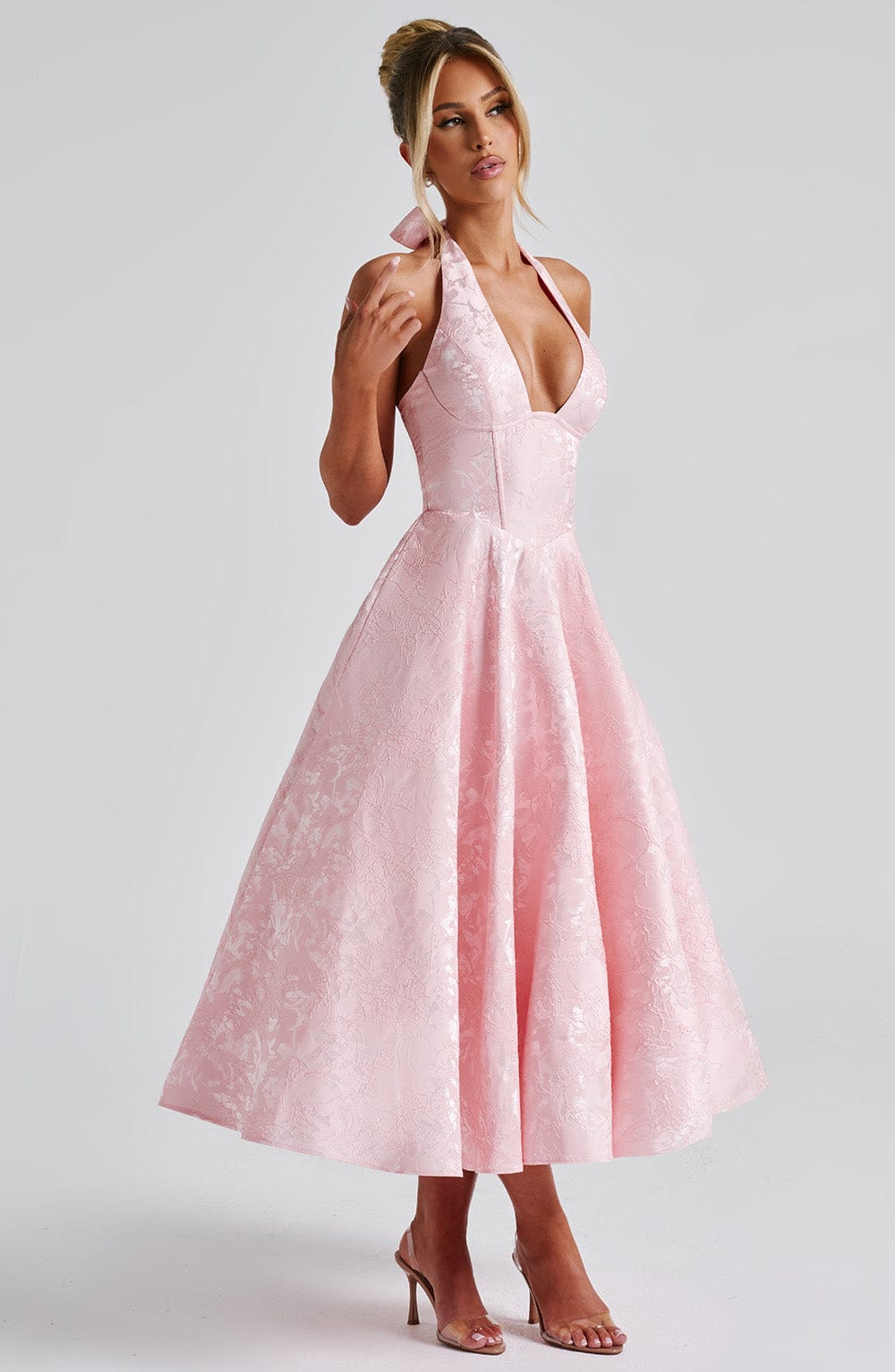 Kimberly | Women’s Wedding Guest Dress Halter Midi Dress