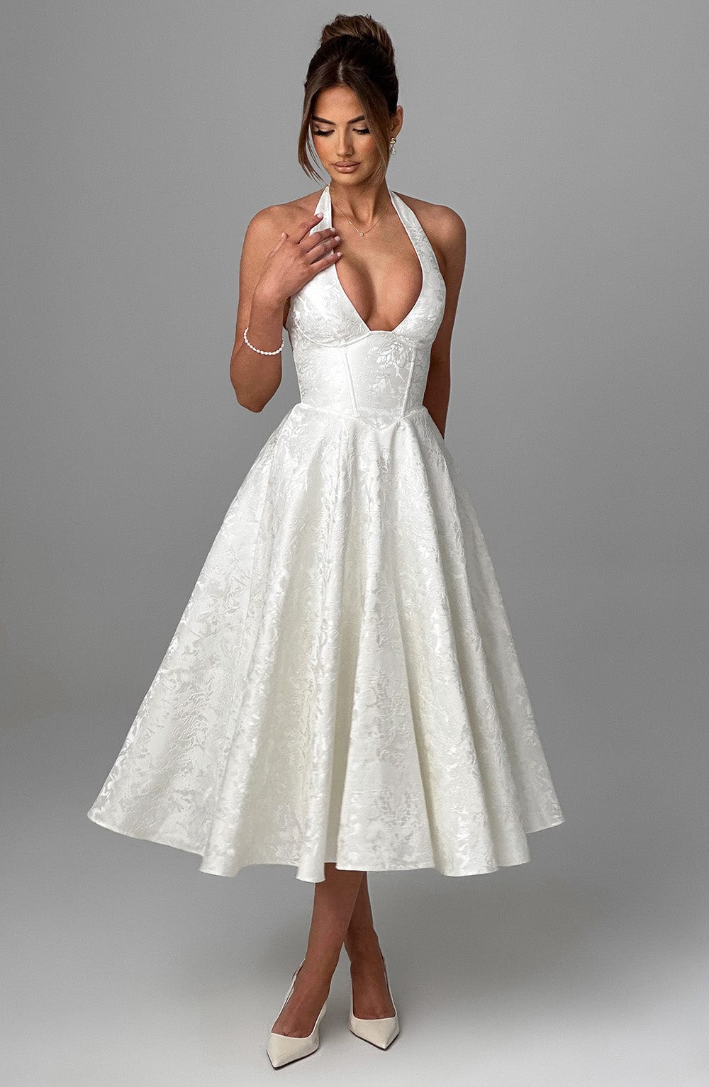 Kimberly | Women’s Wedding Guest Dress Halter Midi Dress