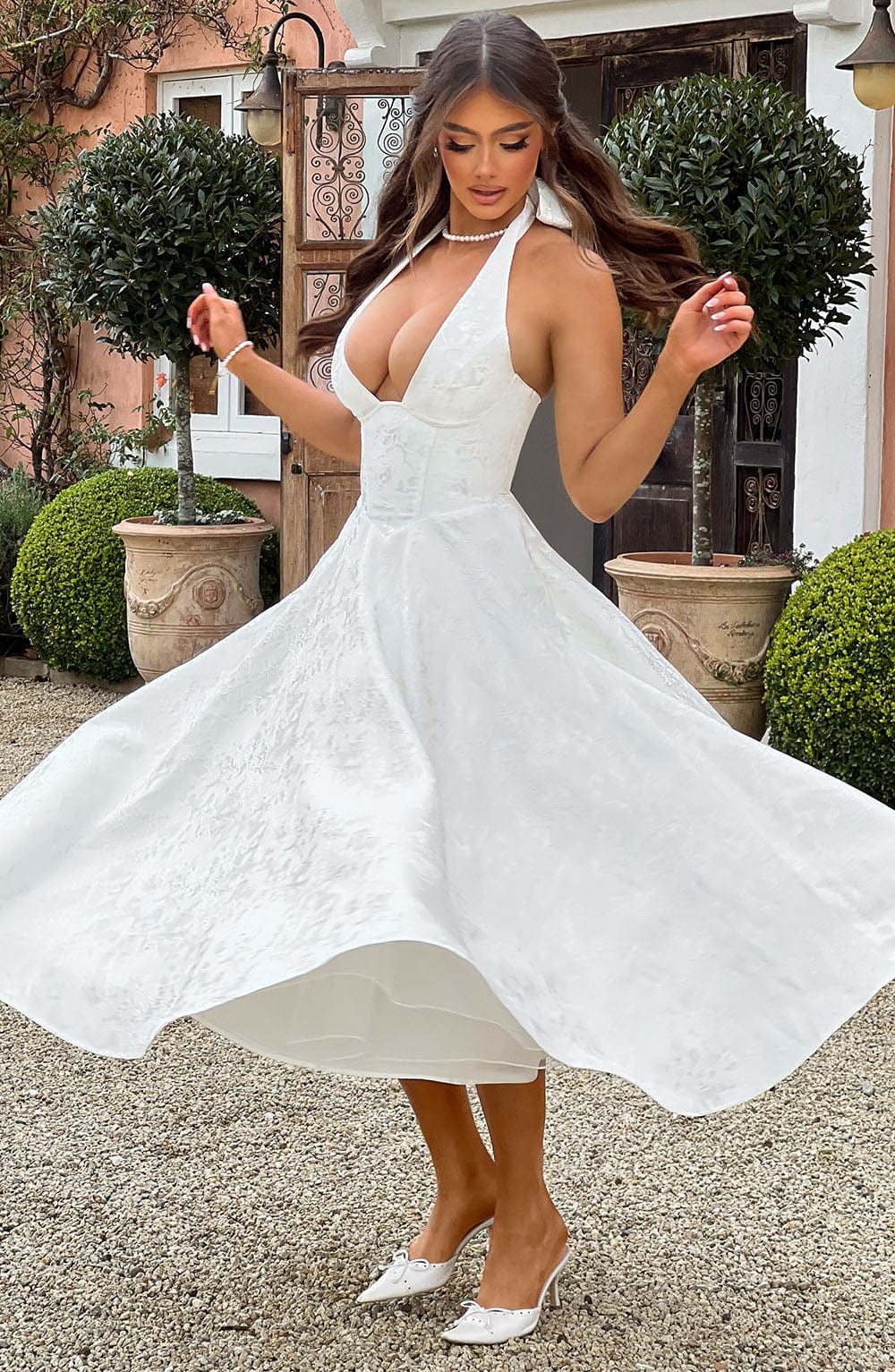 Kimberly | Women’s Wedding Guest Dress Halter Midi Dress