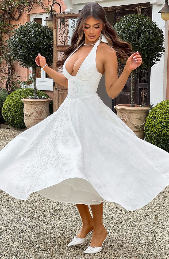 Kimberly | Women’s Wedding Guest Dress Halter Midi Dress