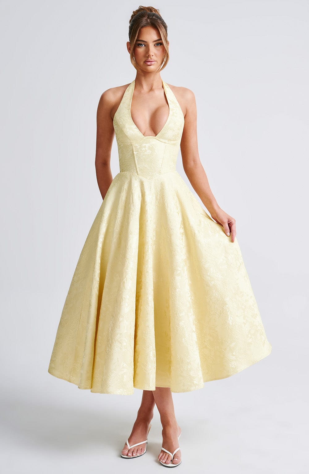 Kimberly | Women’s Wedding Guest Dress Halter Midi Dress