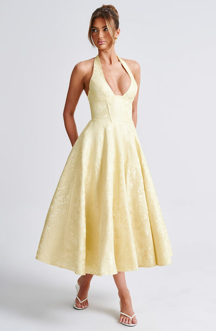 Kimberly | Women’s Wedding Guest Dress Halter Midi Dress