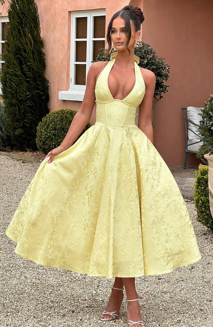 Kimberly | Women’s Wedding Guest Dress Halter Midi Dress