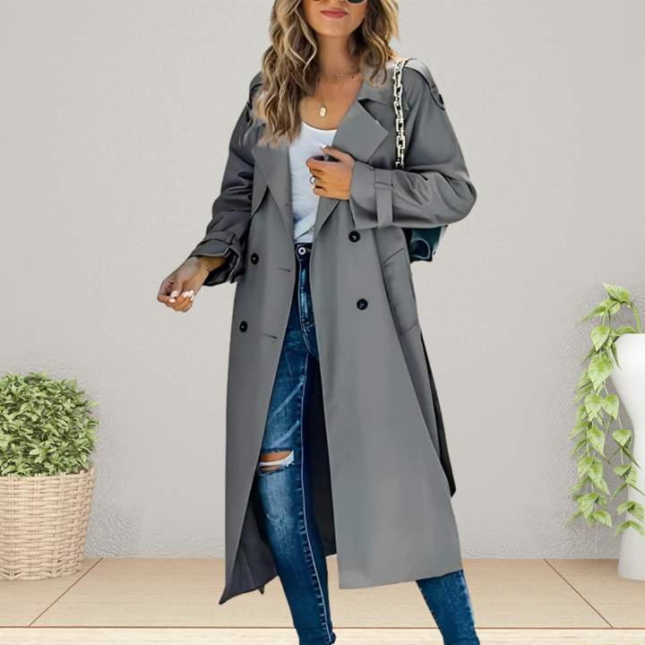 Women's Double-Breasted Trench Coat Mid-Length Regular Fit