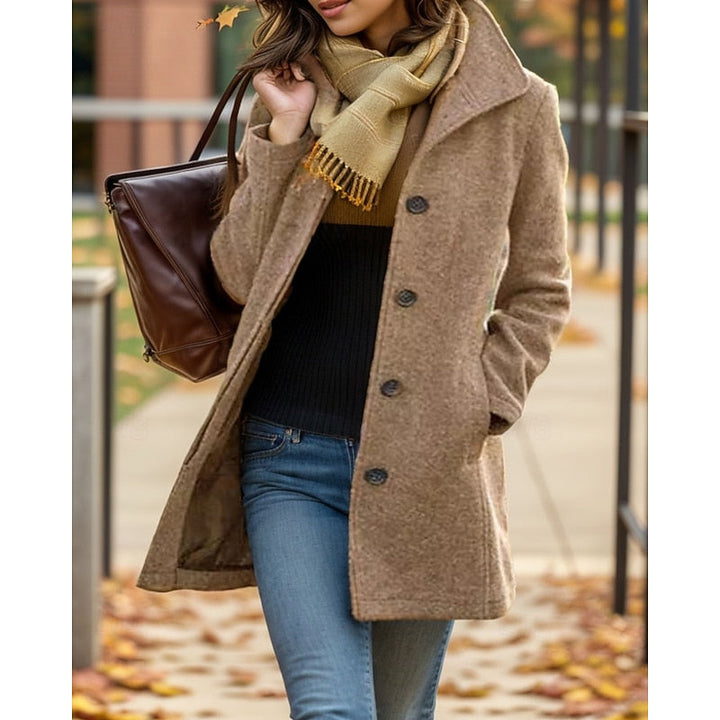 Women's Button-Front Turndown Collar Coat