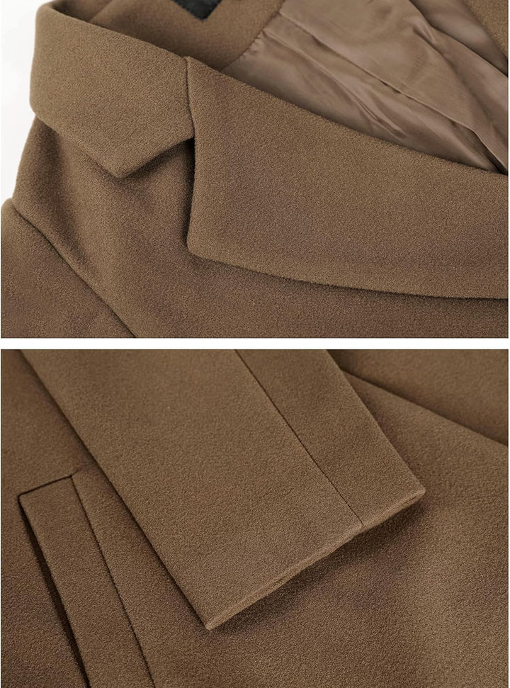Women's Notch Lapel Longline Coat with Side Pockets