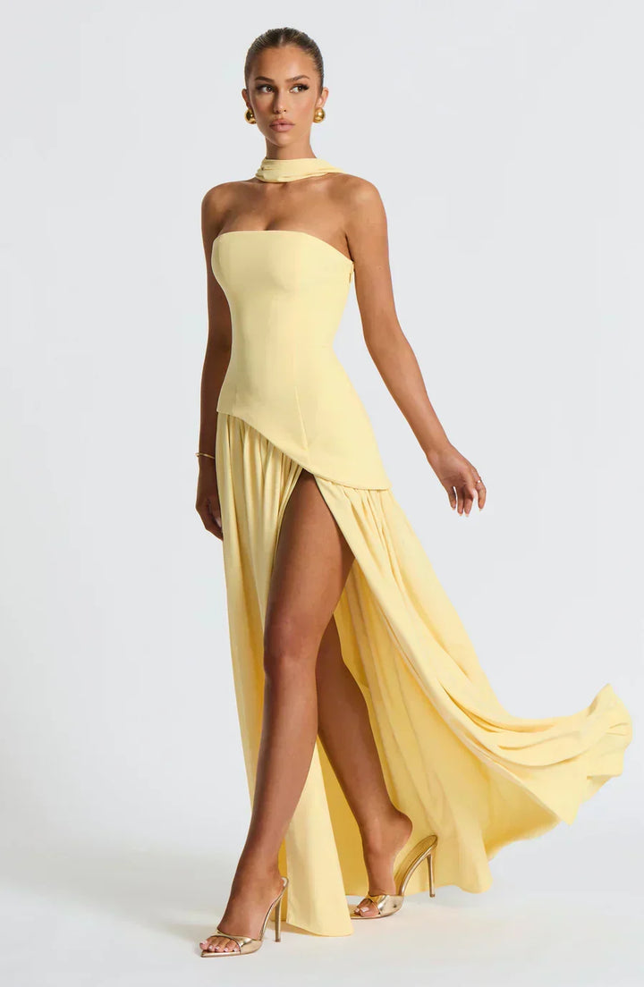 Emily | Women's Wedding Guest Asymmetric Maxi Dress