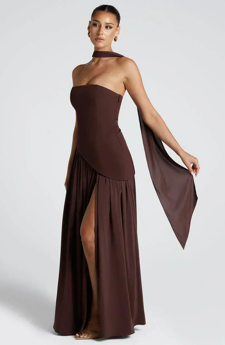 Emily | Women's Wedding Guest Asymmetric Maxi Dress