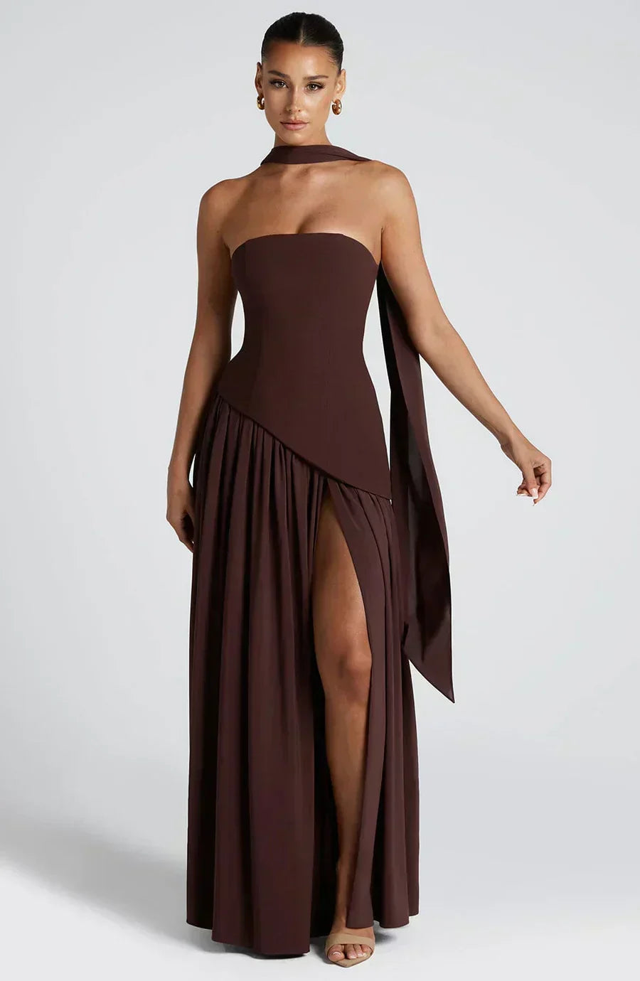 Emily | Women's Wedding Guest Asymmetric Maxi Dress