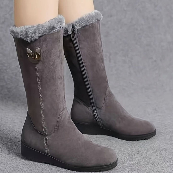 Aria | Women's Faux-Fur Cuffed Slip-On Mid-Calf Snow Boots