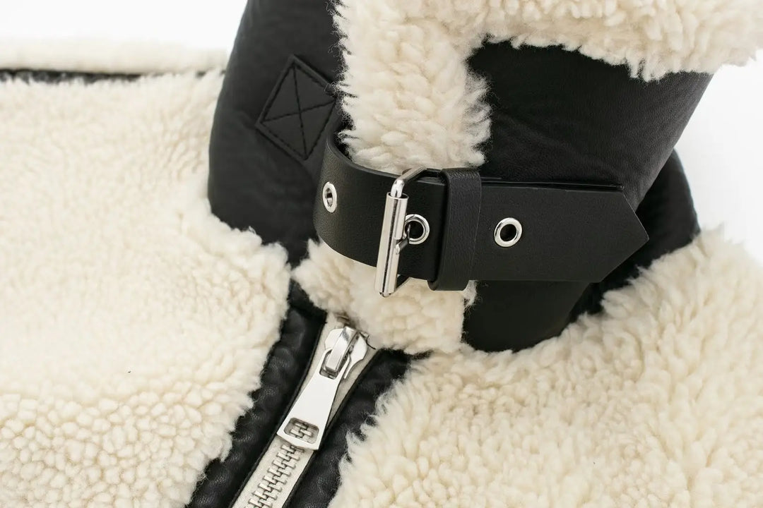 Women's Oversized Teddy Jacket with Contrast Trim